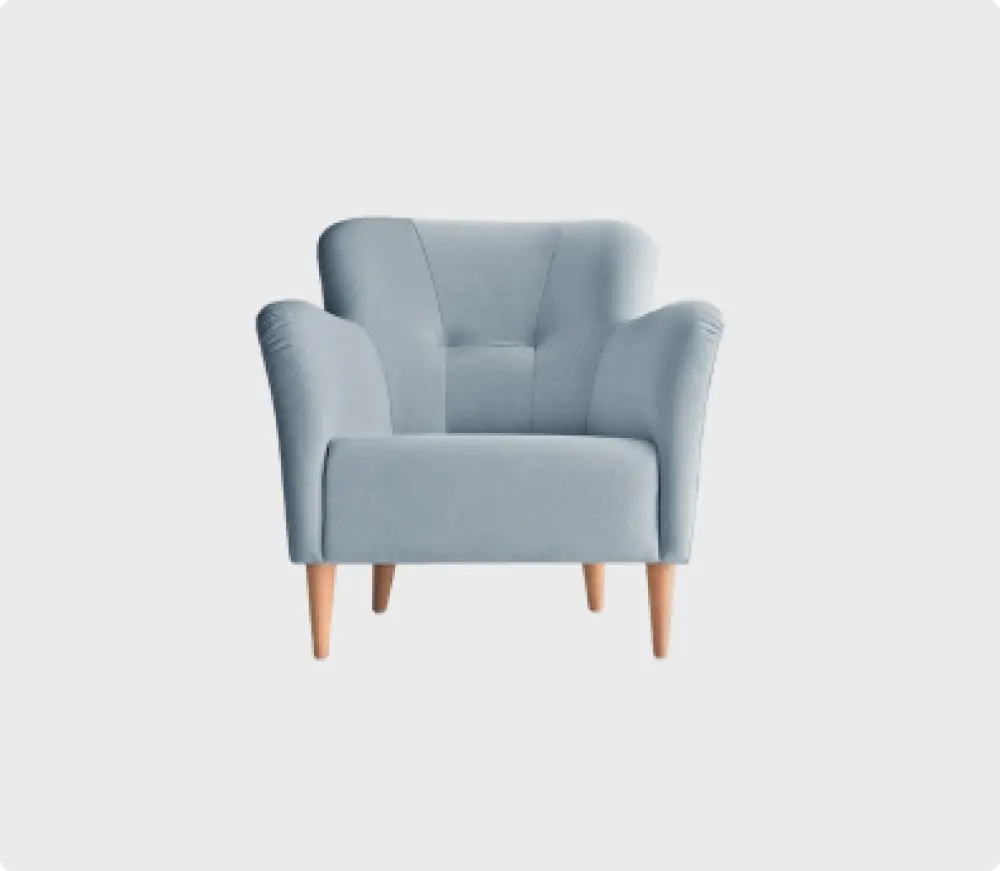 Patio armchair in blue with solid